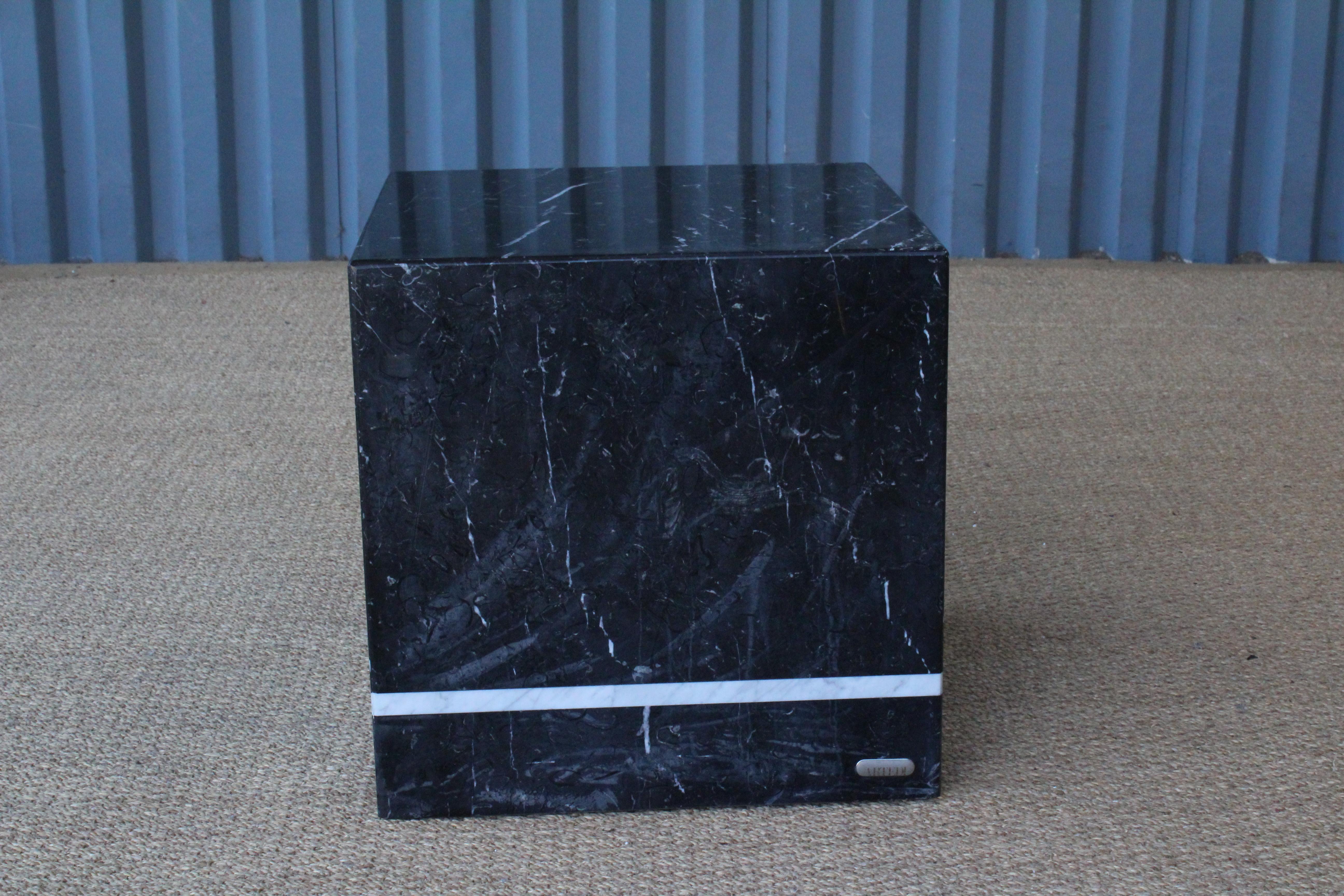 Marble cubed side table by Artedi, Italy, 1980s. Age appropriate surface wear. See photos.