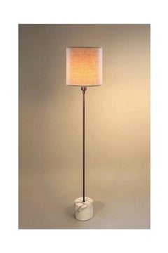 Mid-Century Modern Floor Lamp with Marble Base and Brass Column