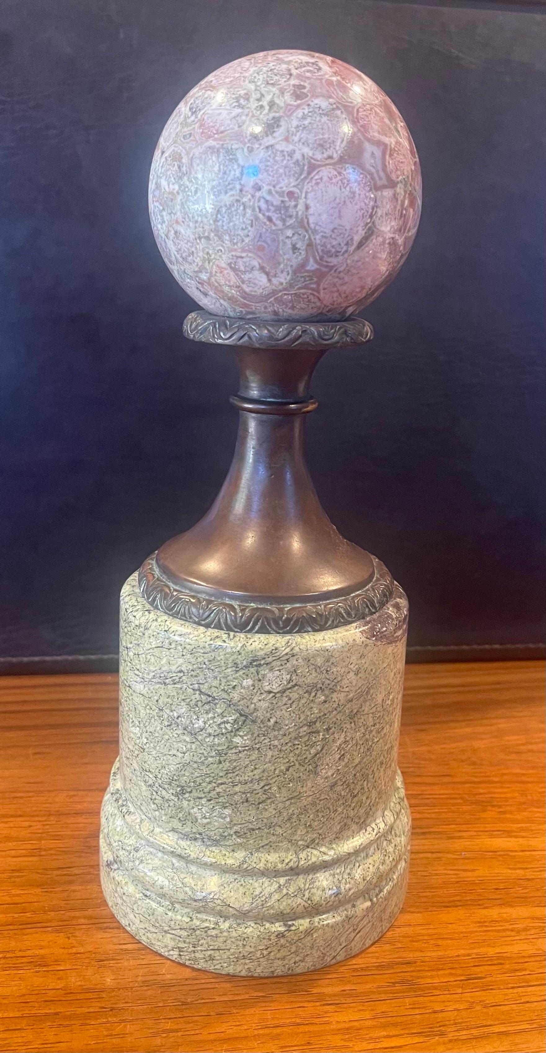 American Marble Decorative Sphere on Base For Sale