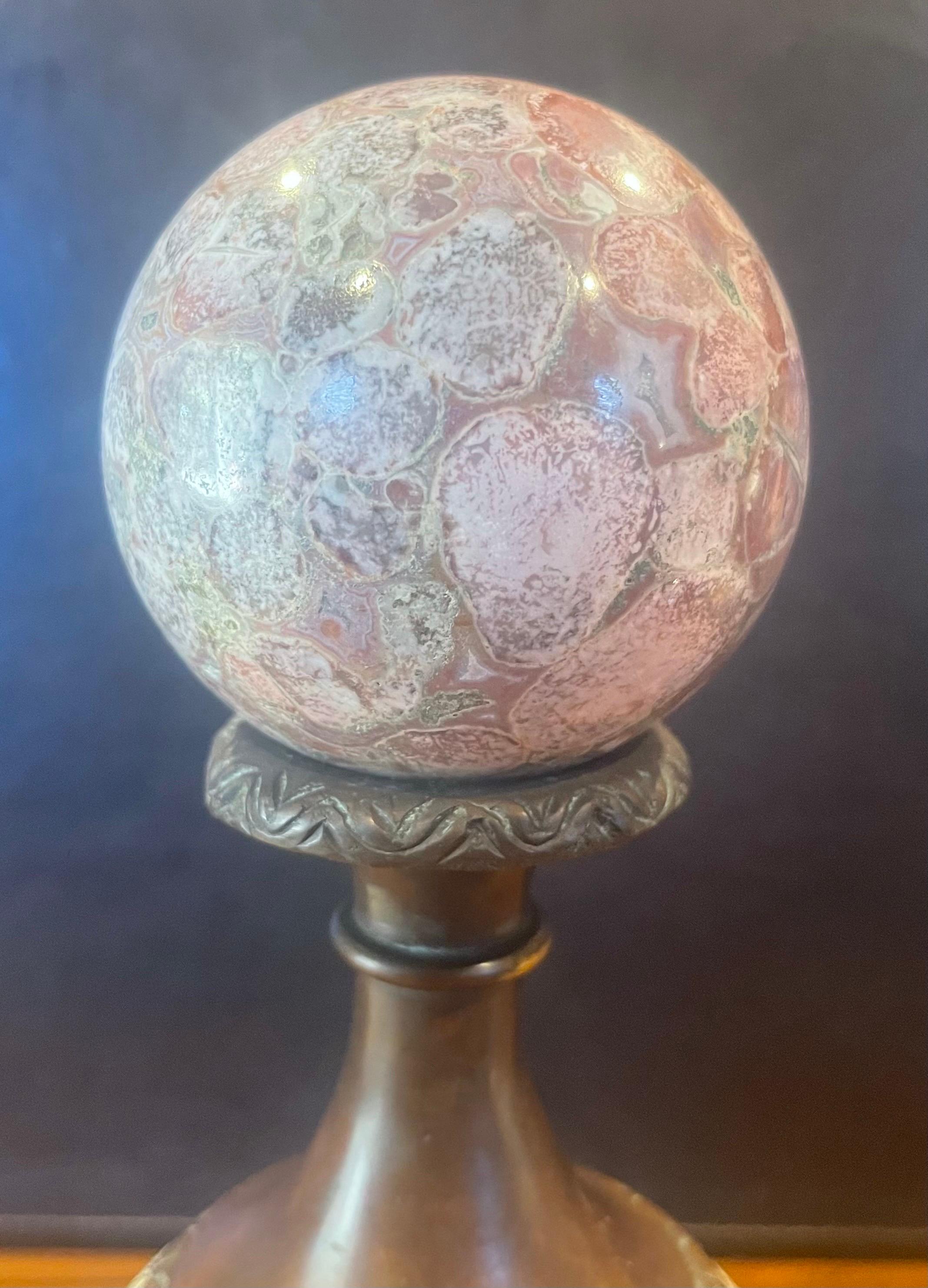 Marble Decorative Sphere on Base For Sale 2