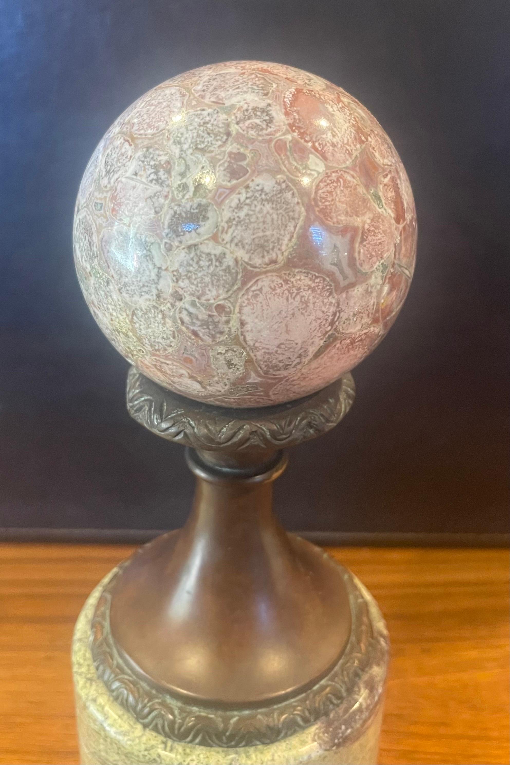 Marble Decorative Sphere on Base For Sale 3