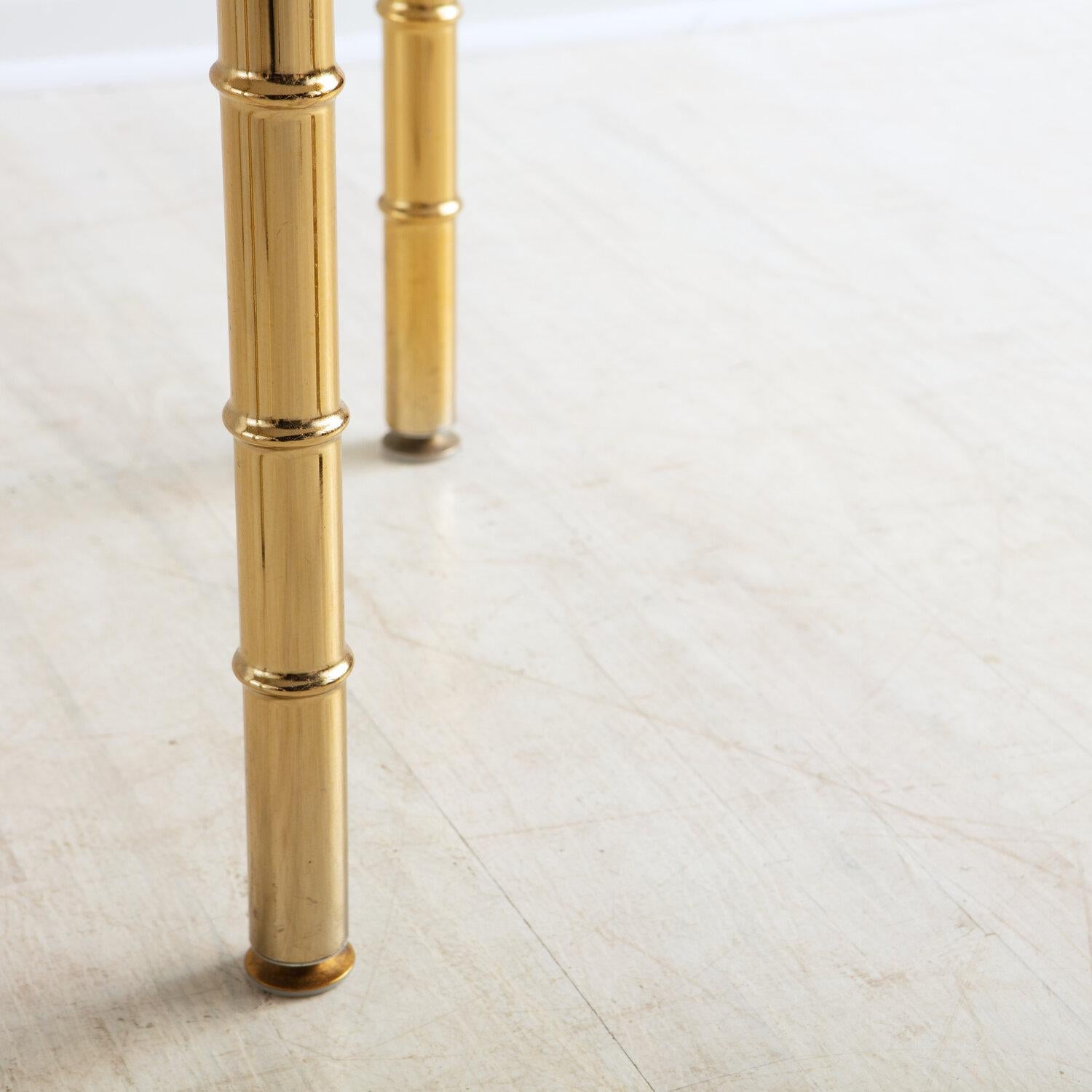 Mid-Century Modern Marble Desk with Brass Legs For Sale