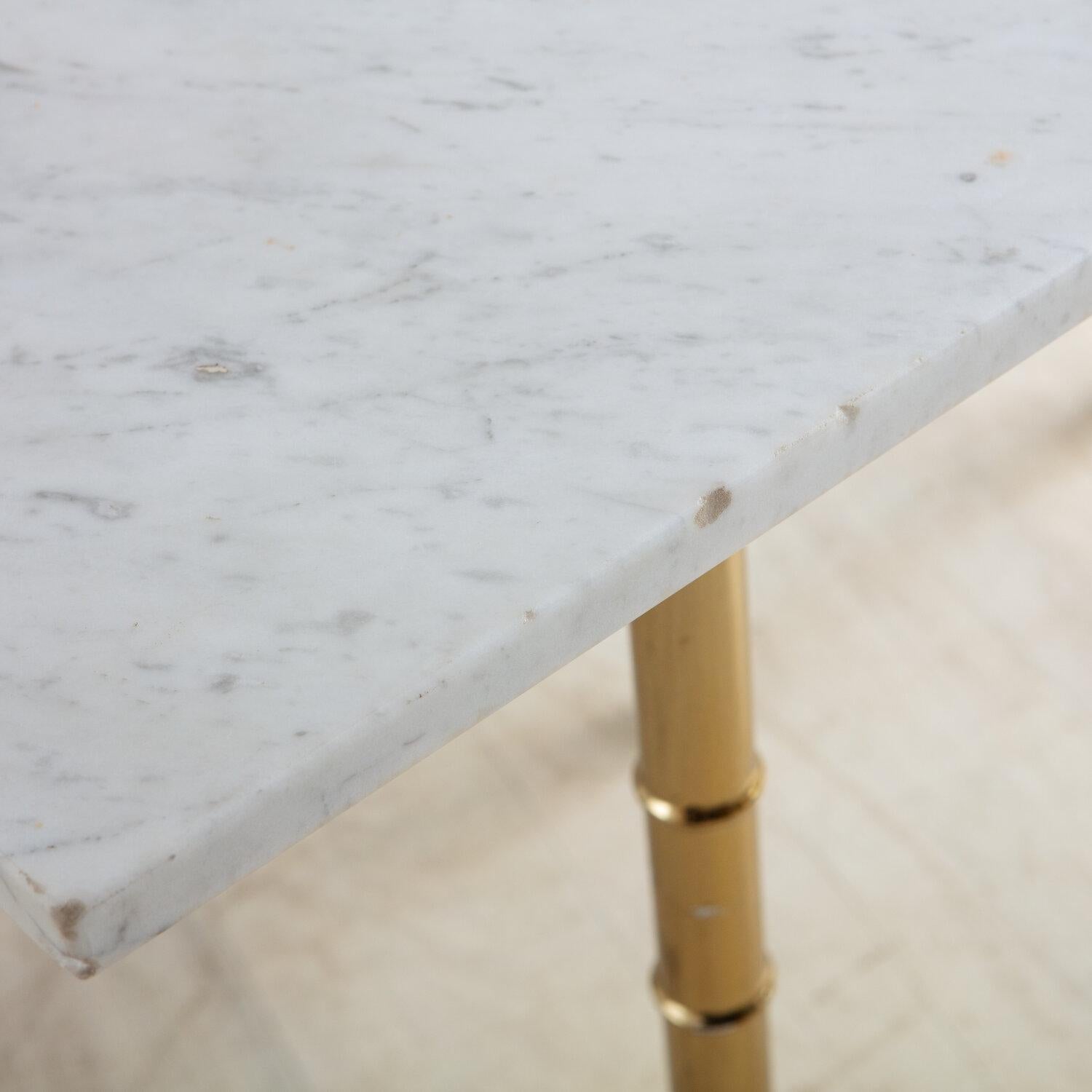 Late 20th Century Marble Desk with Brass Legs For Sale