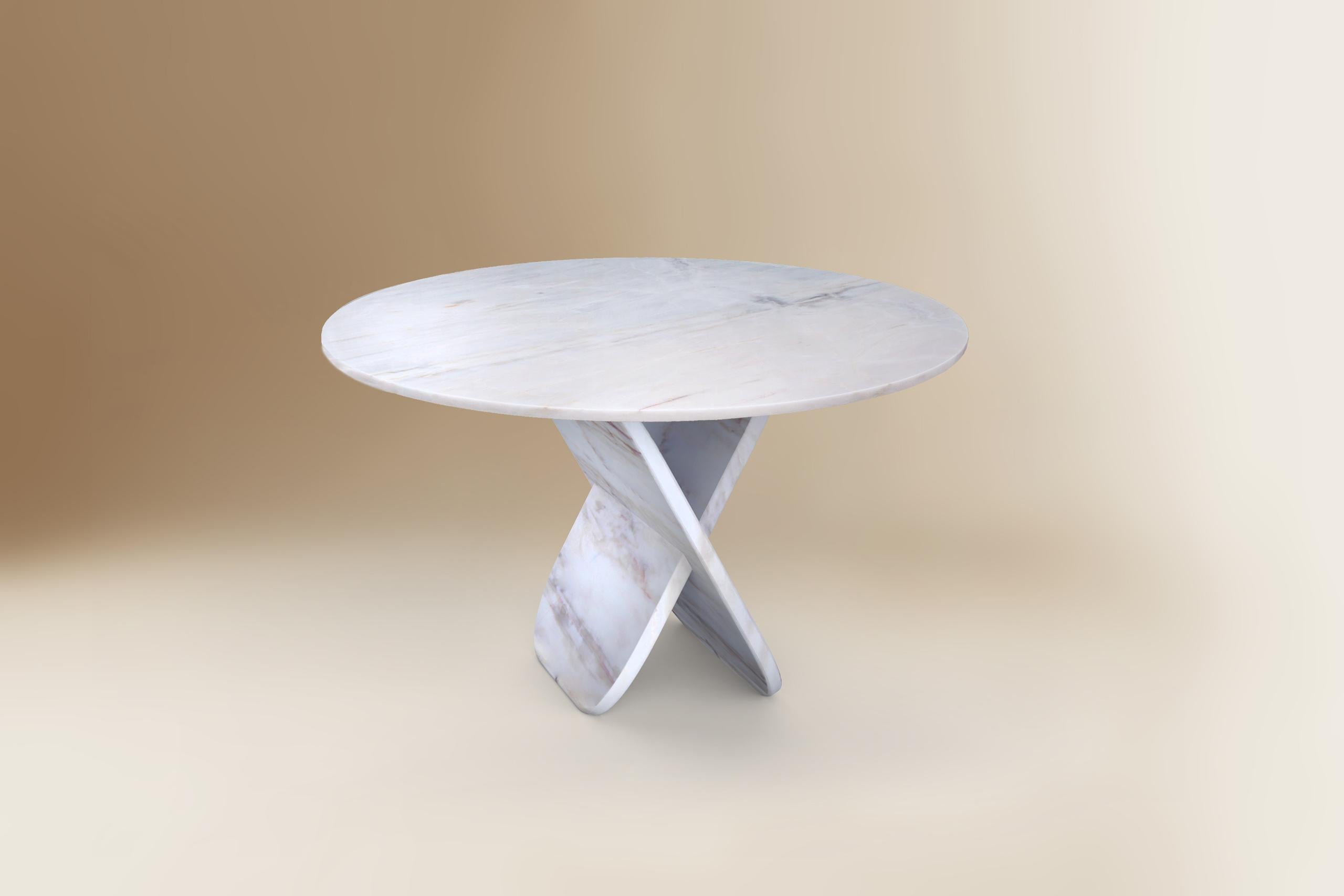 Hand-Crafted Balance Contemporary Marble Dining Round Table by Dovain Studio & Sergio Prieto For Sale