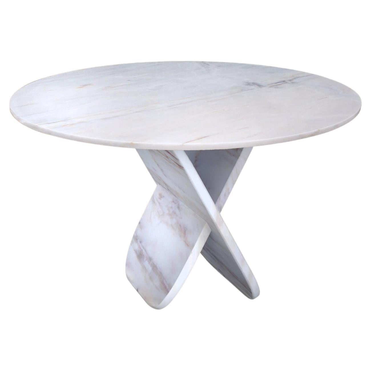 Balance Contemporary Marble Dining Round Table by Dovain Studio & Sergio Prieto For Sale
