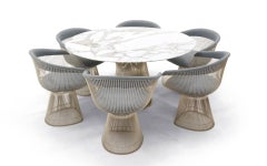 Mesa de comedor de mármol y seis sillas de Warren Platner para Knoll