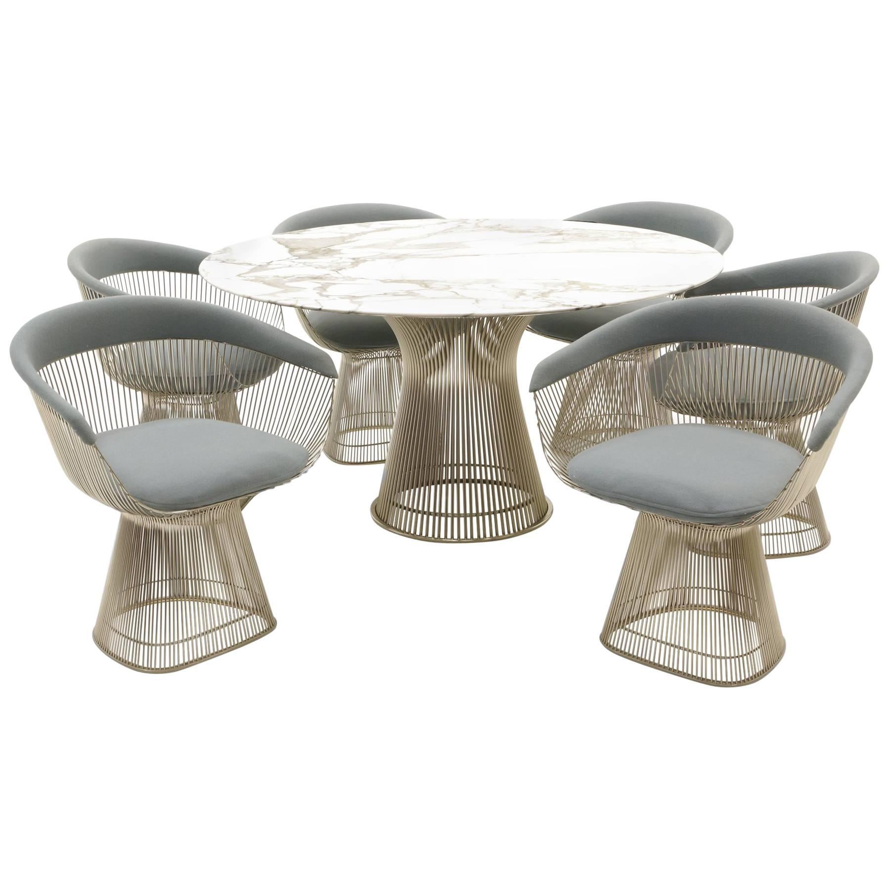 Marble Dining Table and Six Chairs by Warren Platner for Knoll