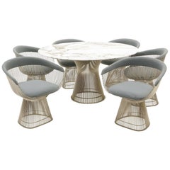 Tavolo da pranzo in marmo e sei sedie di Warren Platner per Knoll