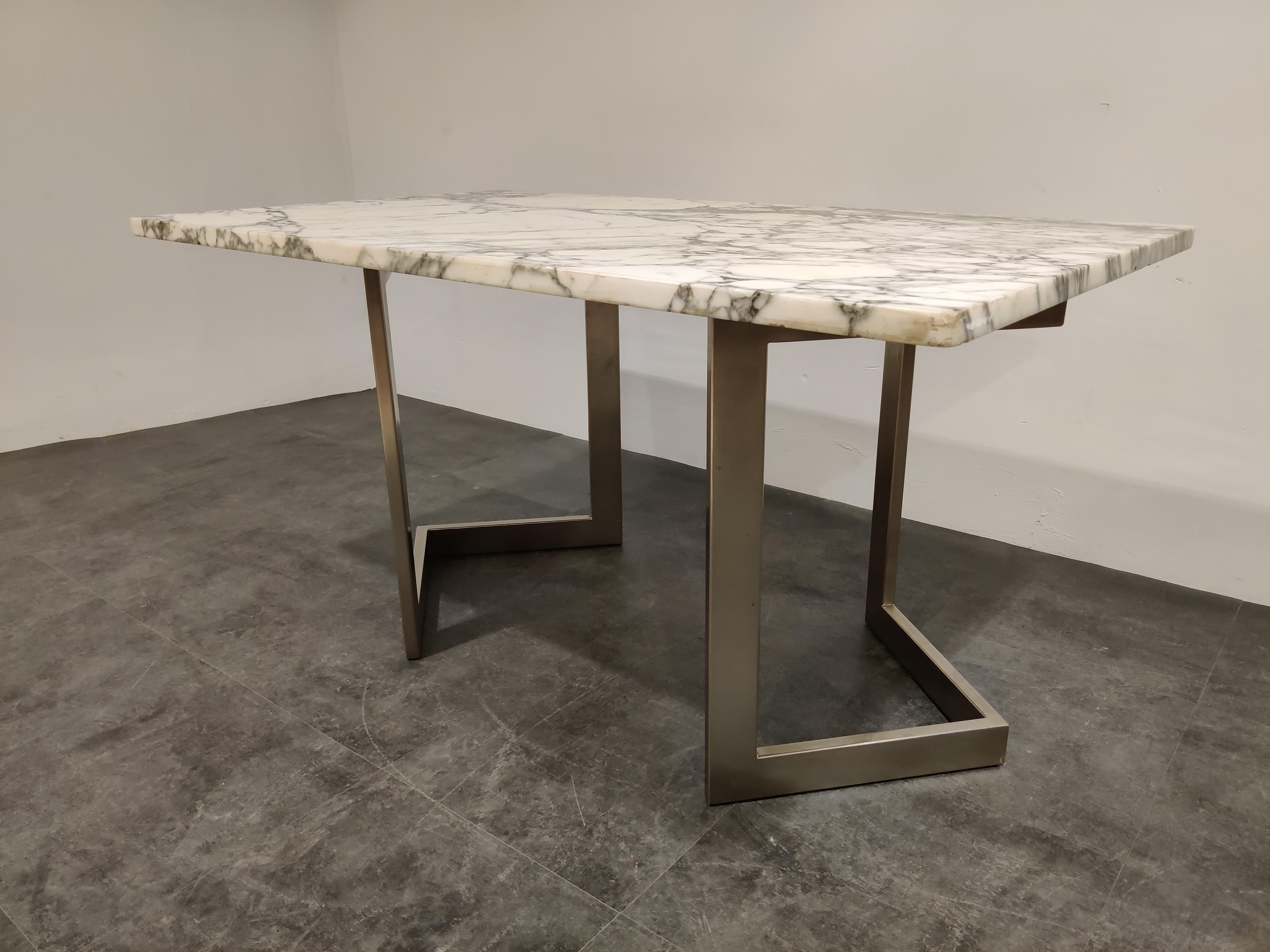 Mid-Century Modern Marble Dining Table by Francoise See, 1970s