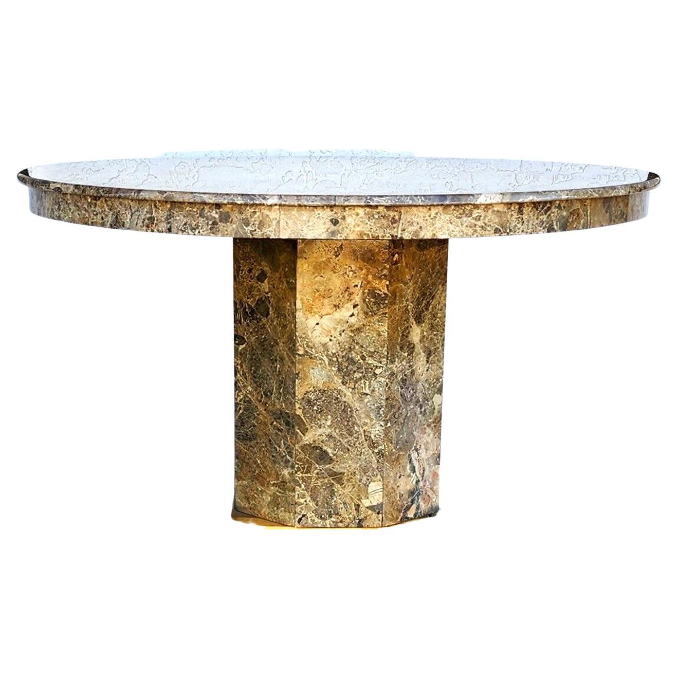 Marble Dining Table Faux Emperado Italian 55" For Sale