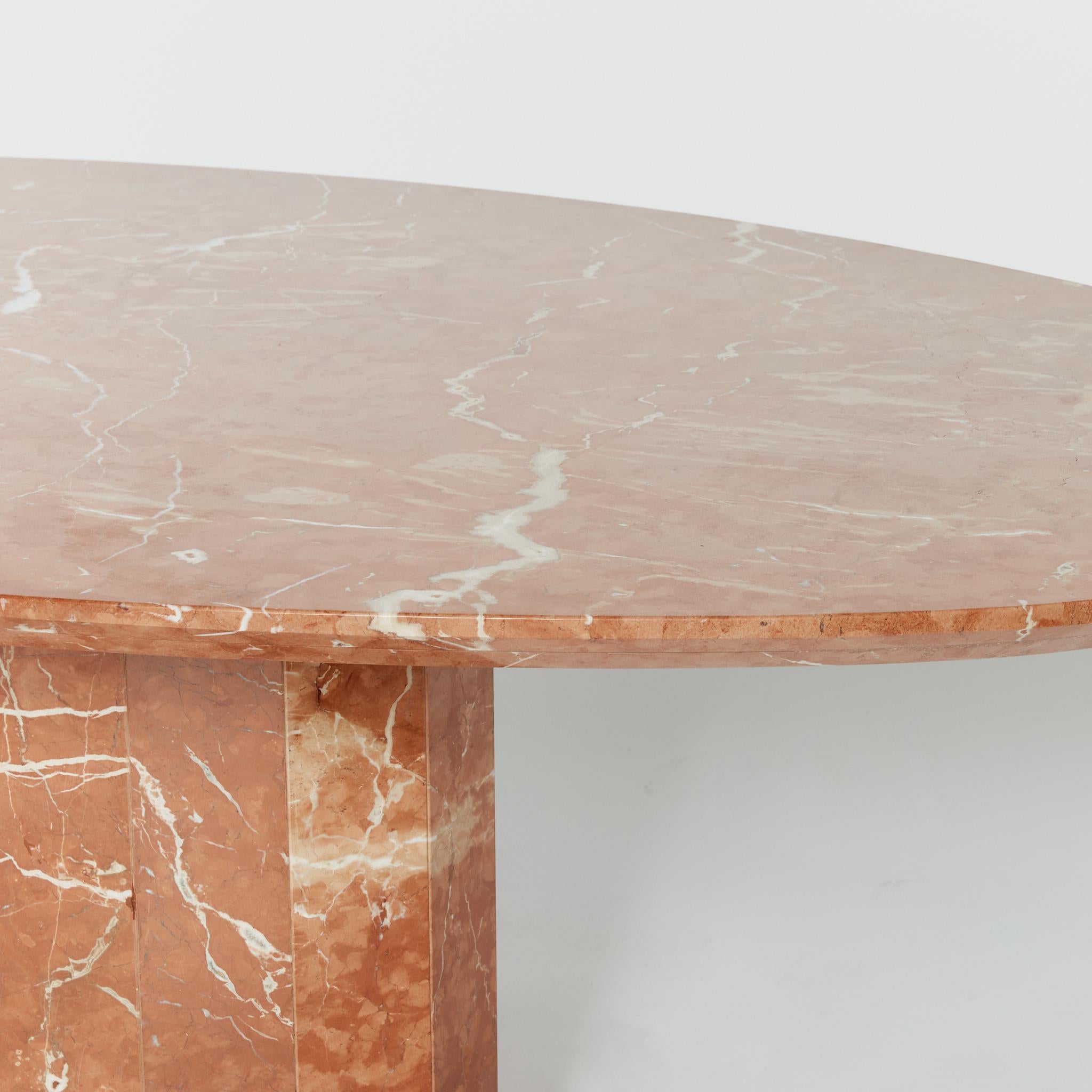 Marble Dining Table in Red Marble with Faceted Base, 6-8 Seater 1