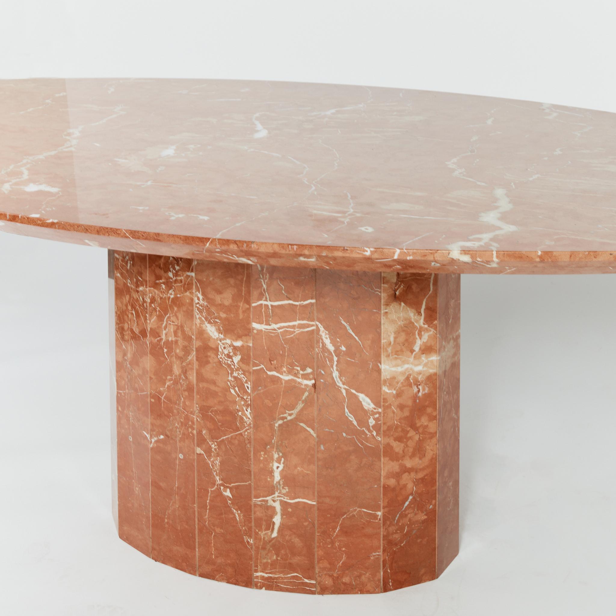 Marble Dining Table in Red Marble with Faceted Base, 6-8 Seater 2