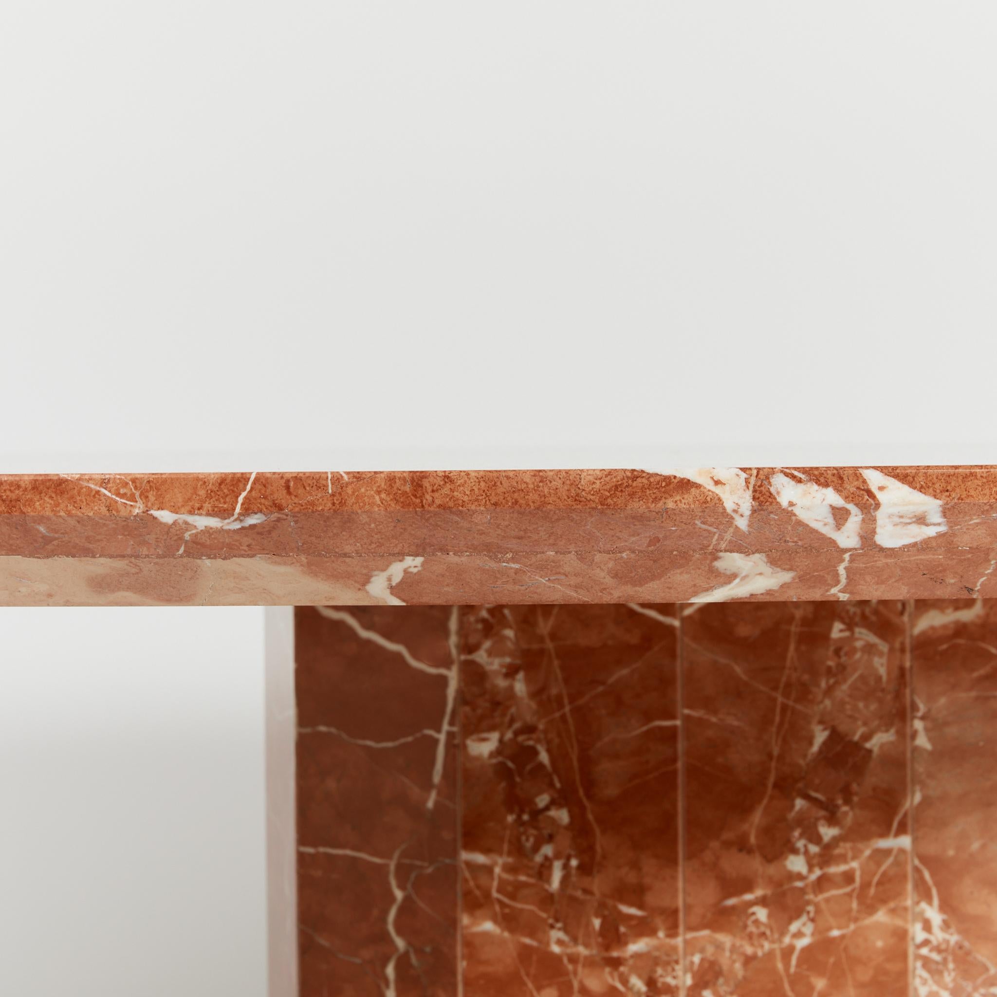 Marble Dining Table in Red Marble with Faceted Base, 6-8 Seater 4