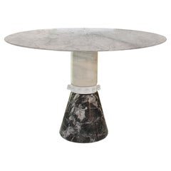 Vintage Round Marble Dining Table. Italy 1970s
