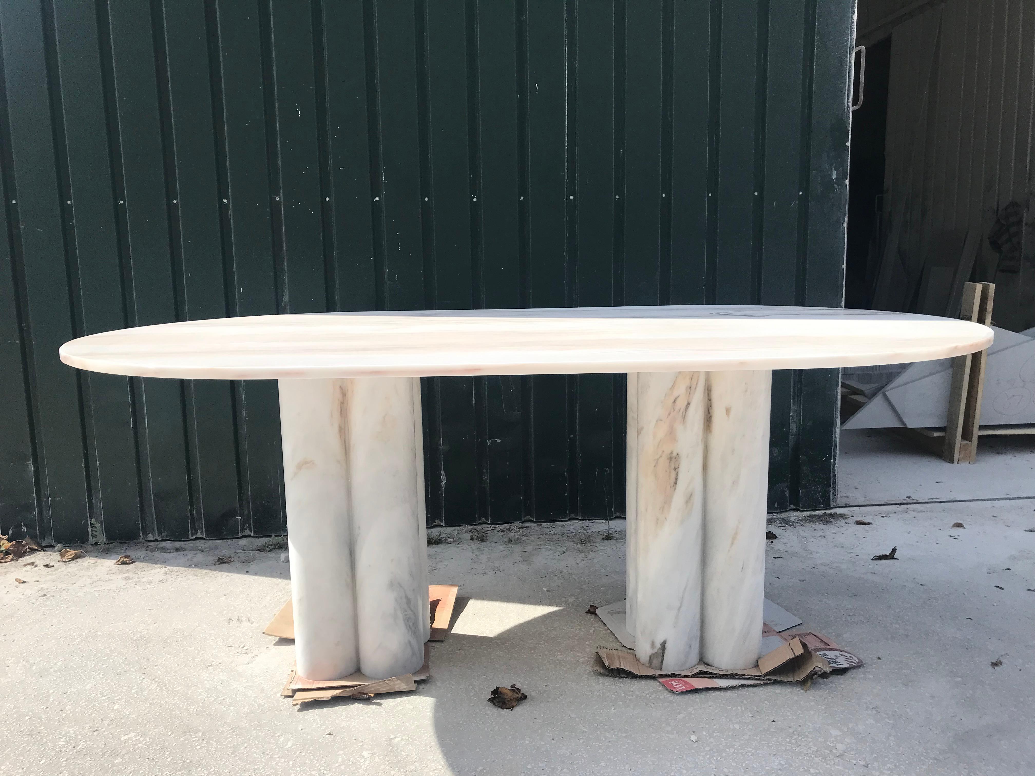 Marble dining Axis table White Oval deco, Designer Sergio Prieto In New Condition For Sale In Lisbon, PT