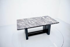Marble Dining Table with Black Lacquer Base, 1970s