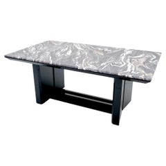 Marble Dining Table with Black Lacquer Base, 1970s