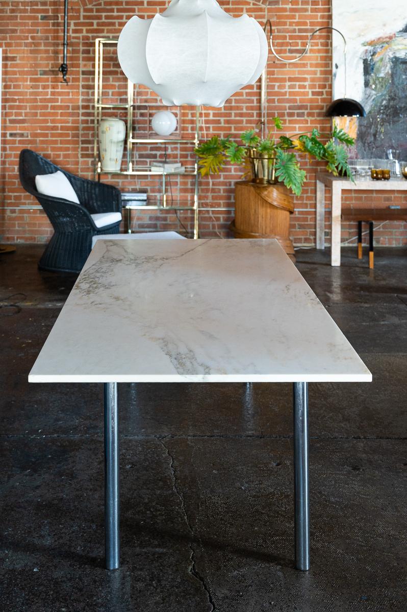 marble table with metal legs