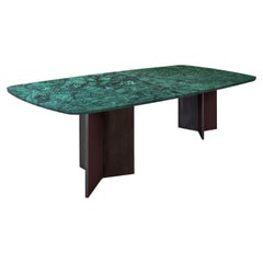 Green Marble Dining Table With Two Legs Customisable in Colours and Finishes