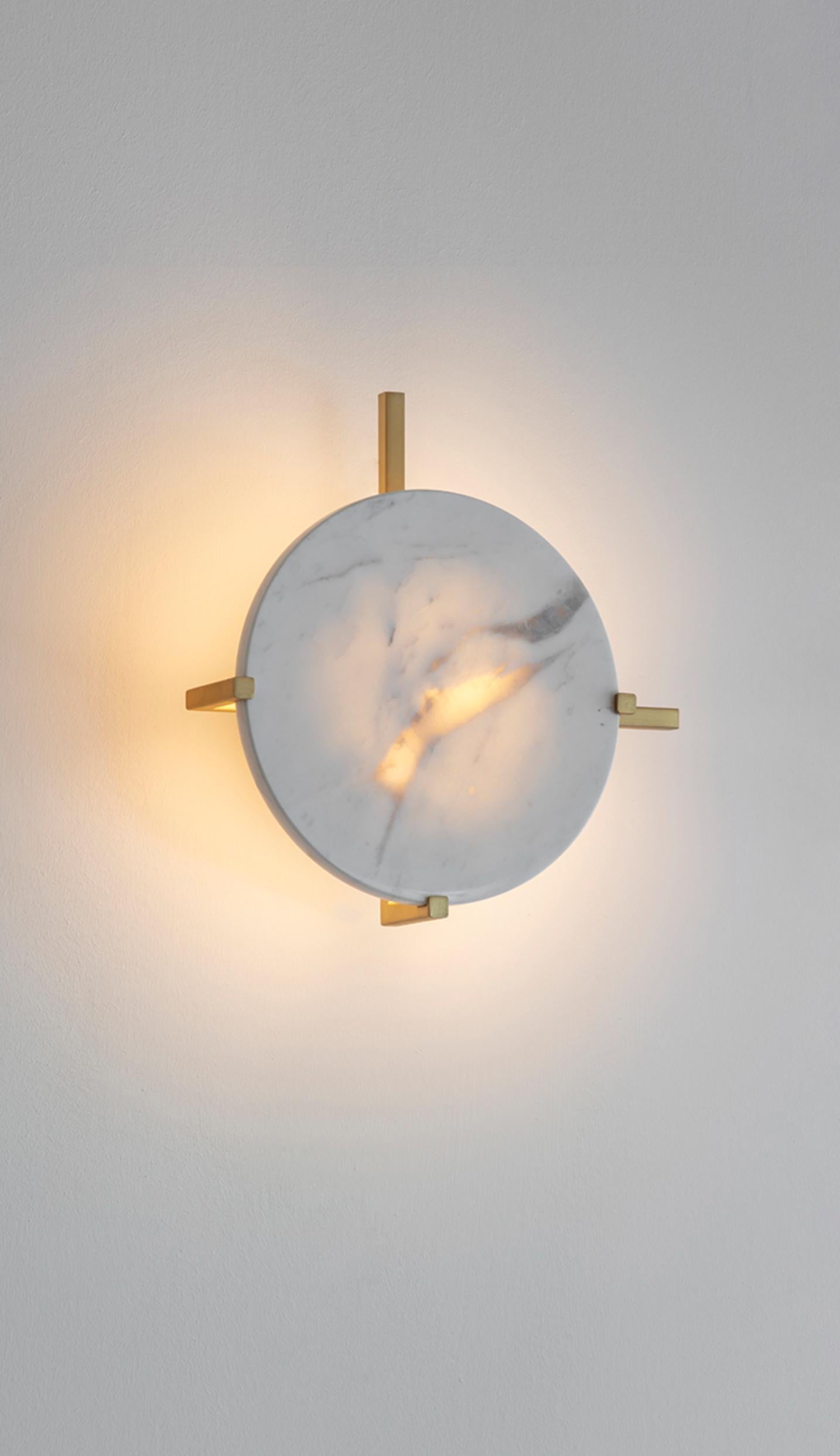 British Marble Disc Wall Light by Square in Circle For Sale