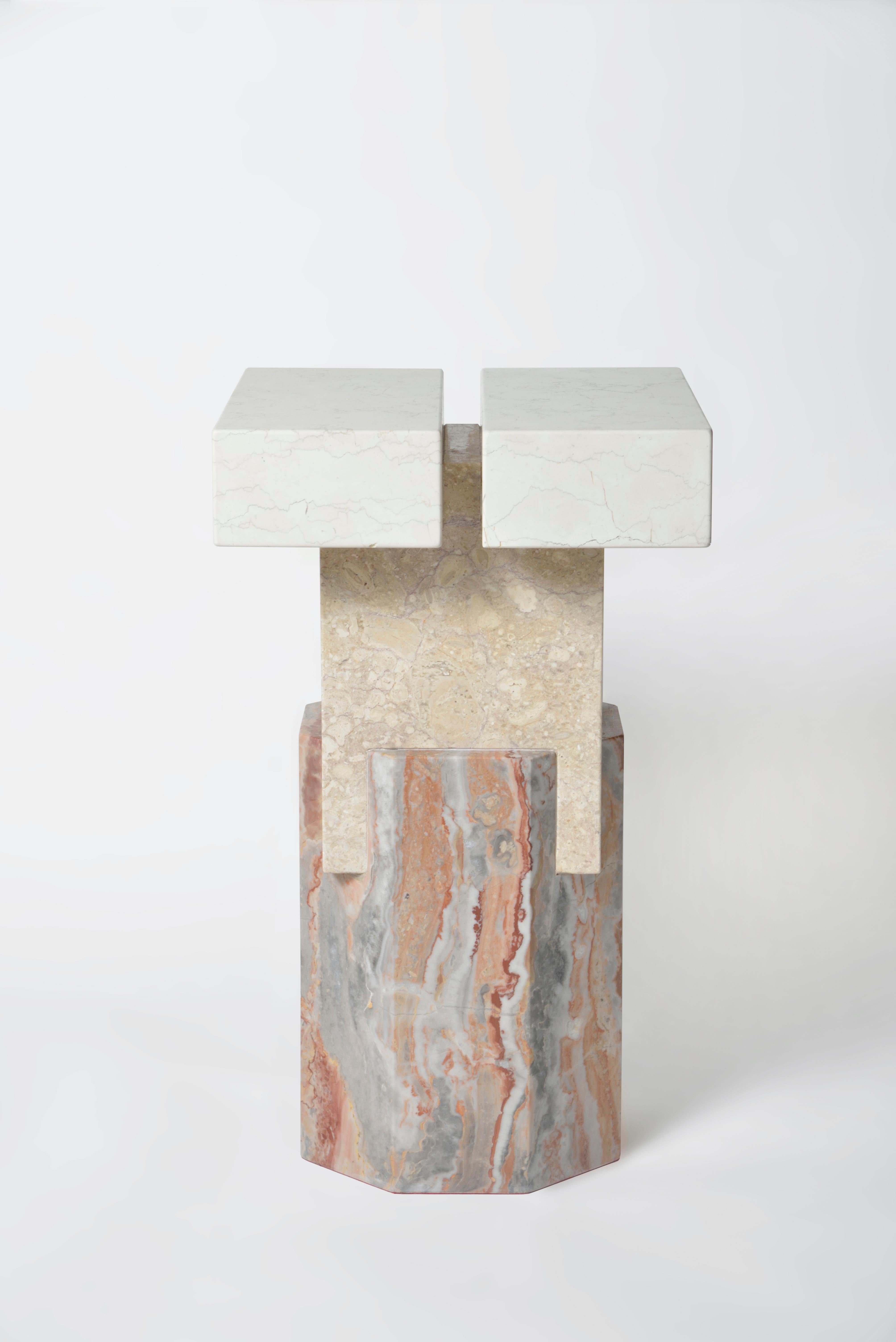 English Marble Dorik Stool by Oeuffice For Sale