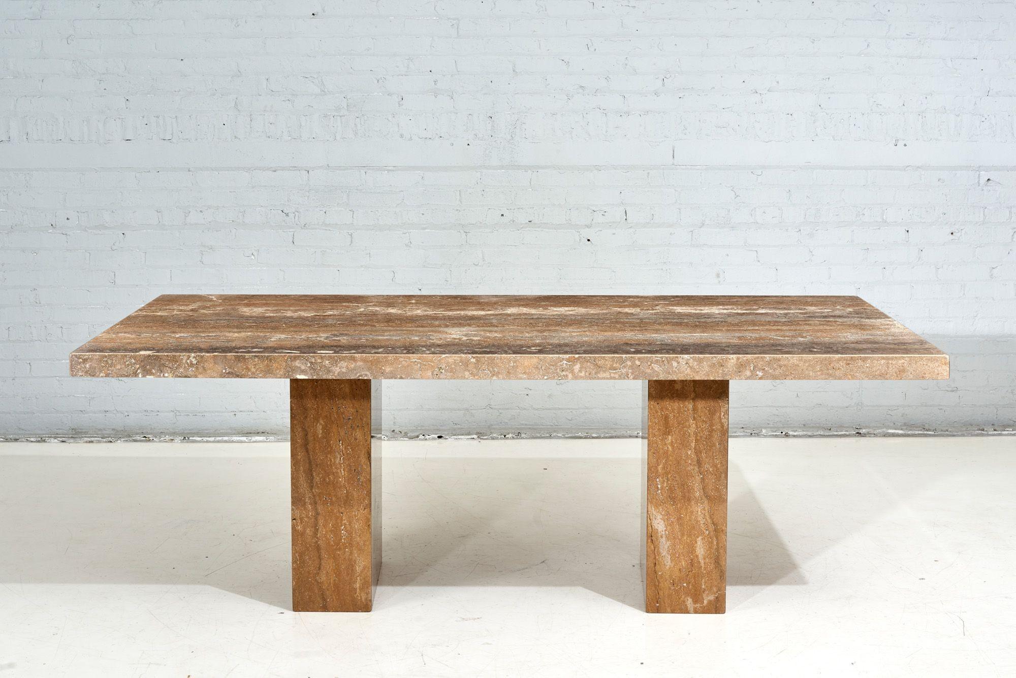 Marble double Pedestal dining table, Italy 1970.