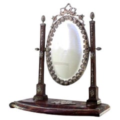 Marble dressing table with silver accents 
mirror