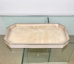 Centrotavola in acrilico e cornice cromata effetto marmo, Italia, anni '70