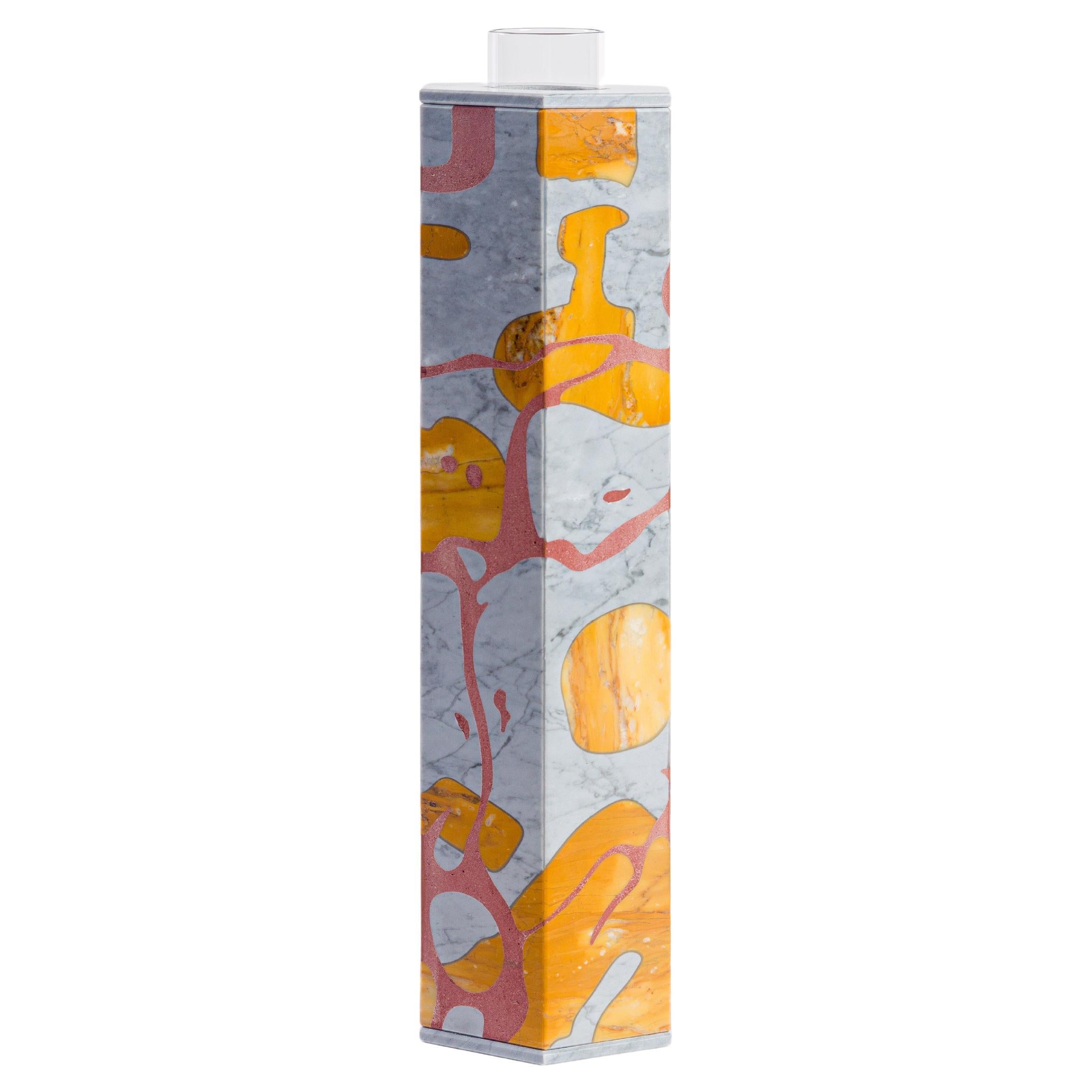 Modern Zanellato Bortotto Vases in Grey Bardiglio and Yellow Siena Marble For Sale