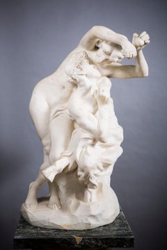 Marble Figural Grouping of Satyr & Nymph by Jef Lambeaux