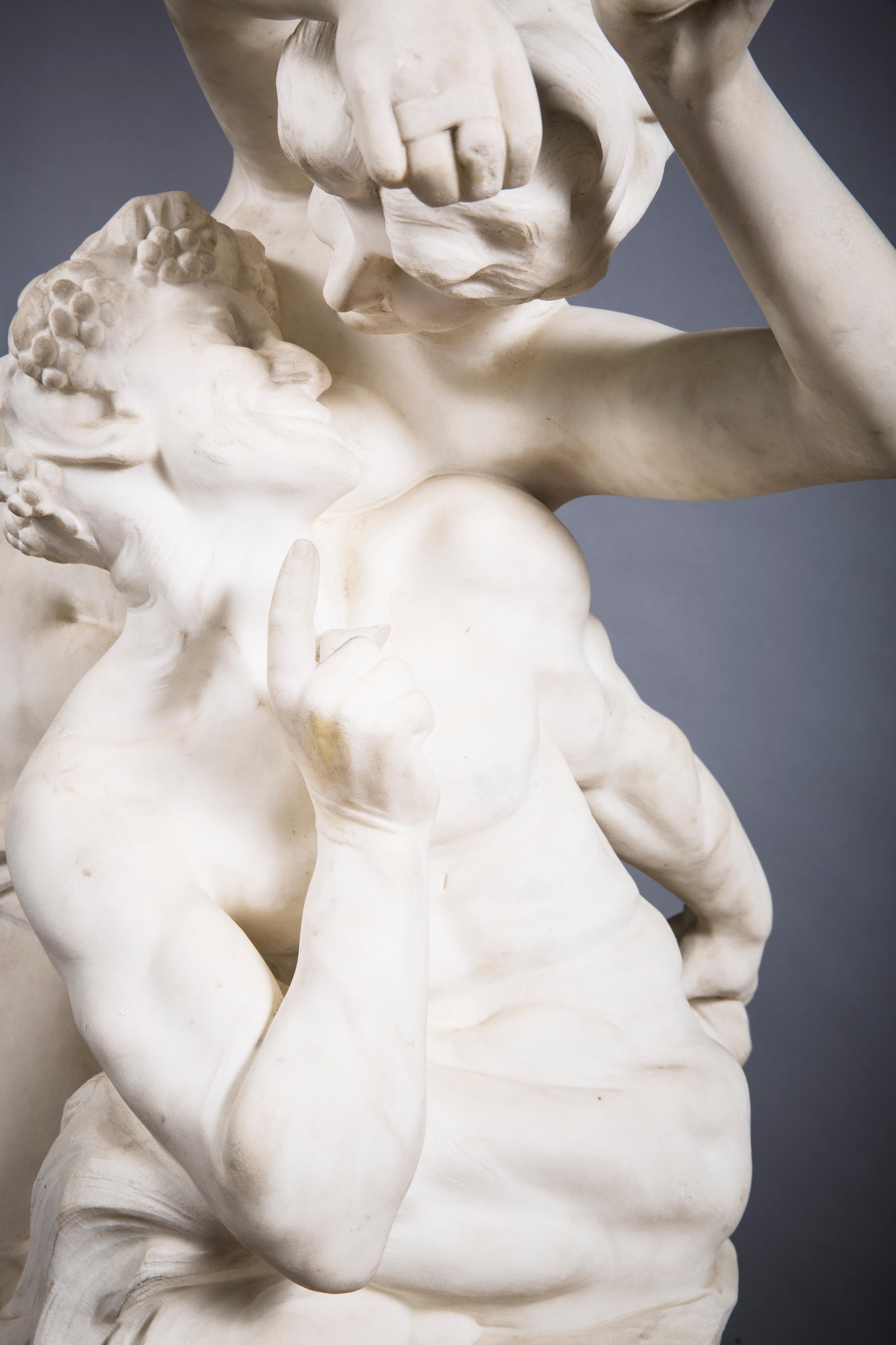 Hand-Carved Marble Figural Grouping of Satyr & Nymph by Jef Lambeaux