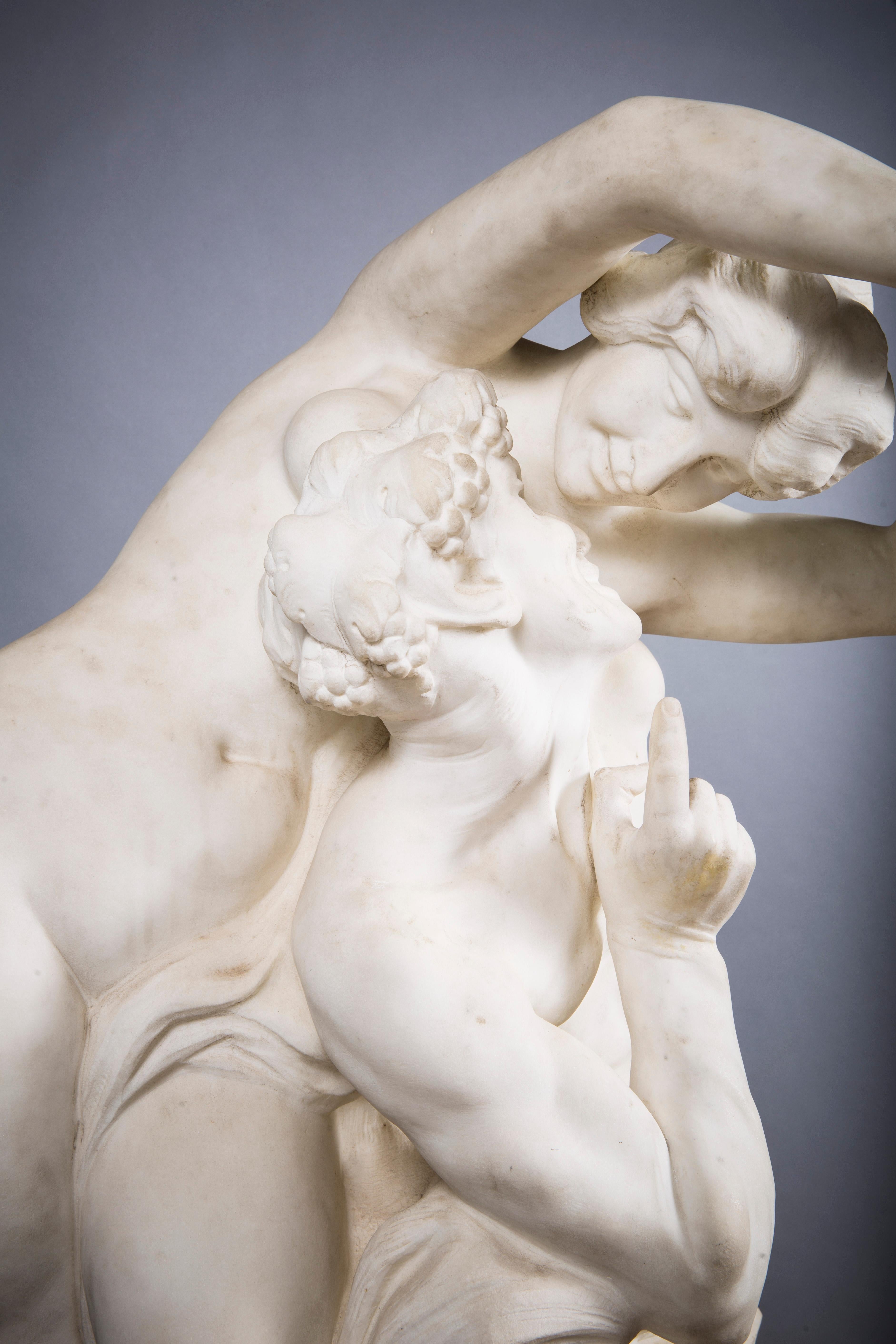19th Century Marble Figural Grouping of Satyr & Nymph by Jef Lambeaux