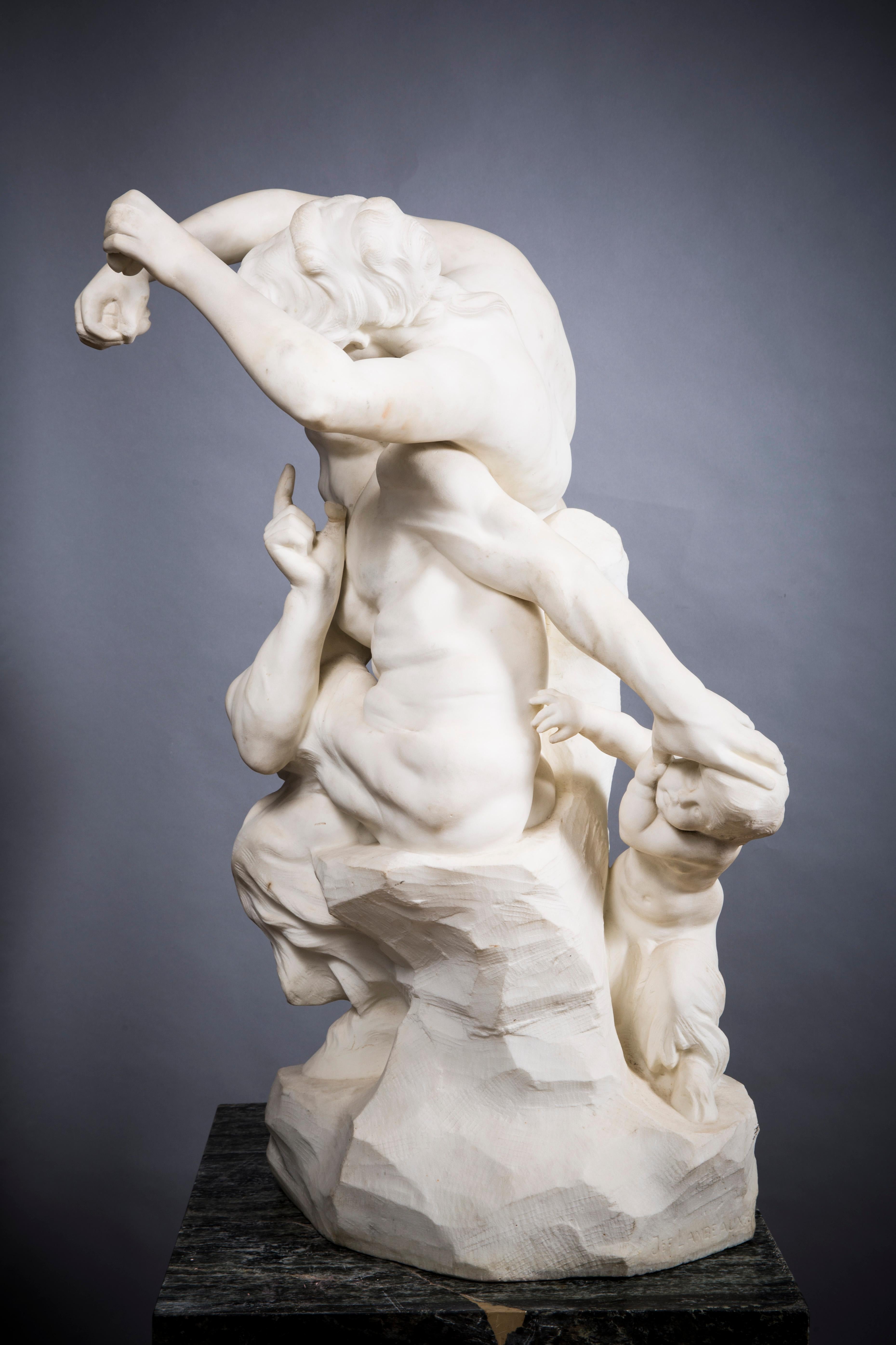 Marble Figural Grouping of Satyr & Nymph by Jef Lambeaux 1