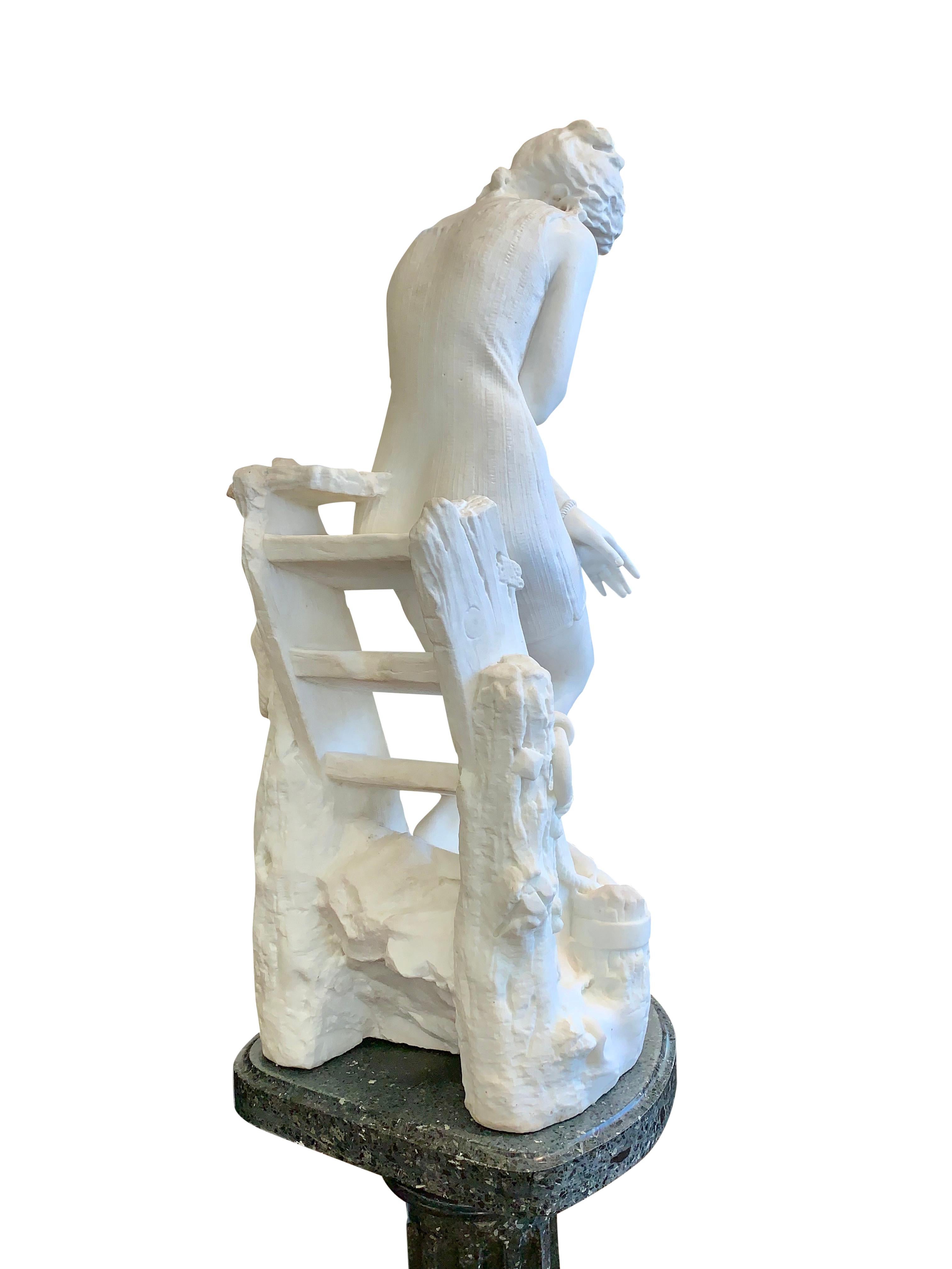 Marble Figure by Emilio Fiaschi, 'Testing The Waters' For Sale 3