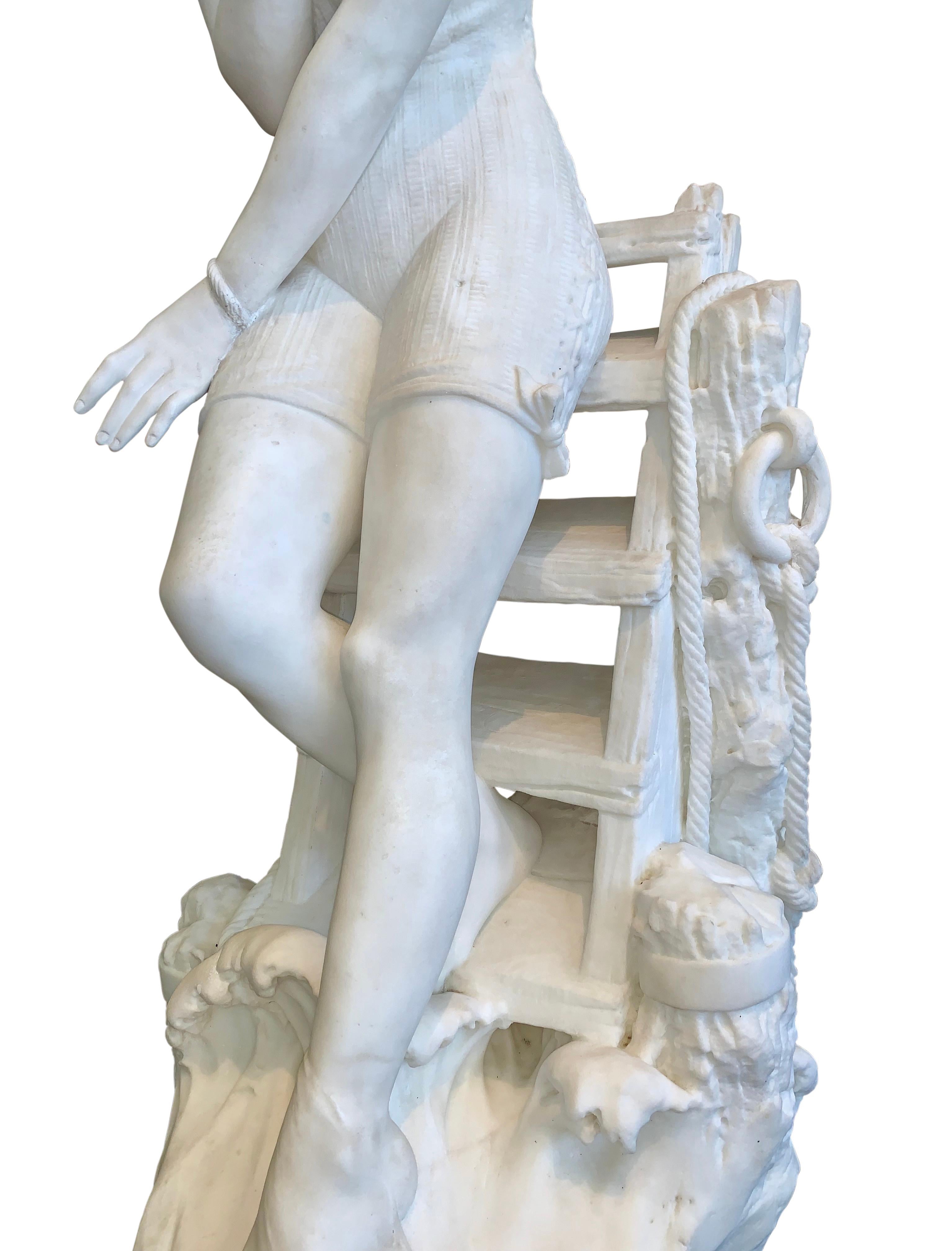 Figure en marbre d'Emilio Fiaschi, « Testing The Waters » en vente 8