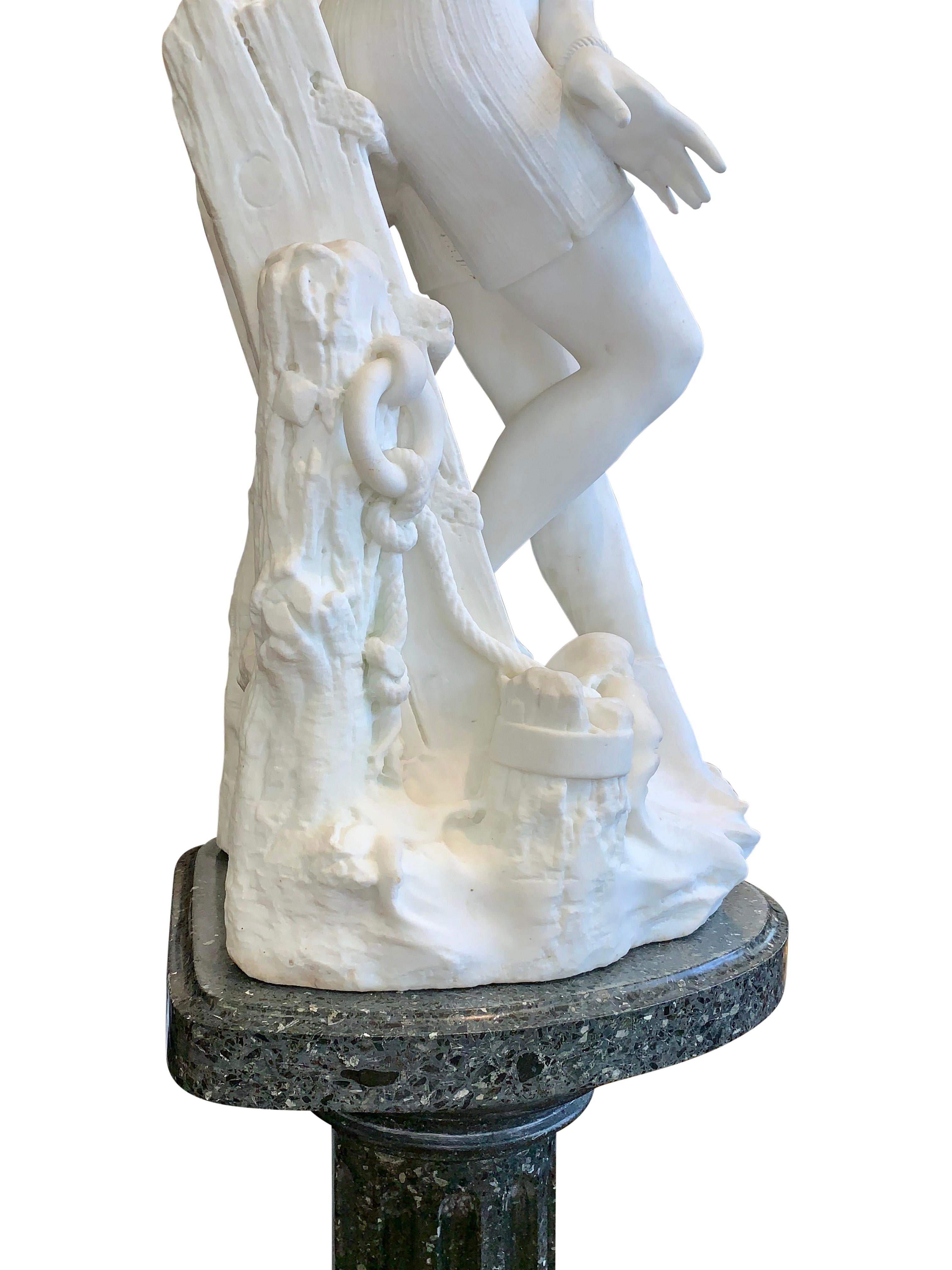 Marble Figure by Emilio Fiaschi, 'Testing The Waters' For Sale 1