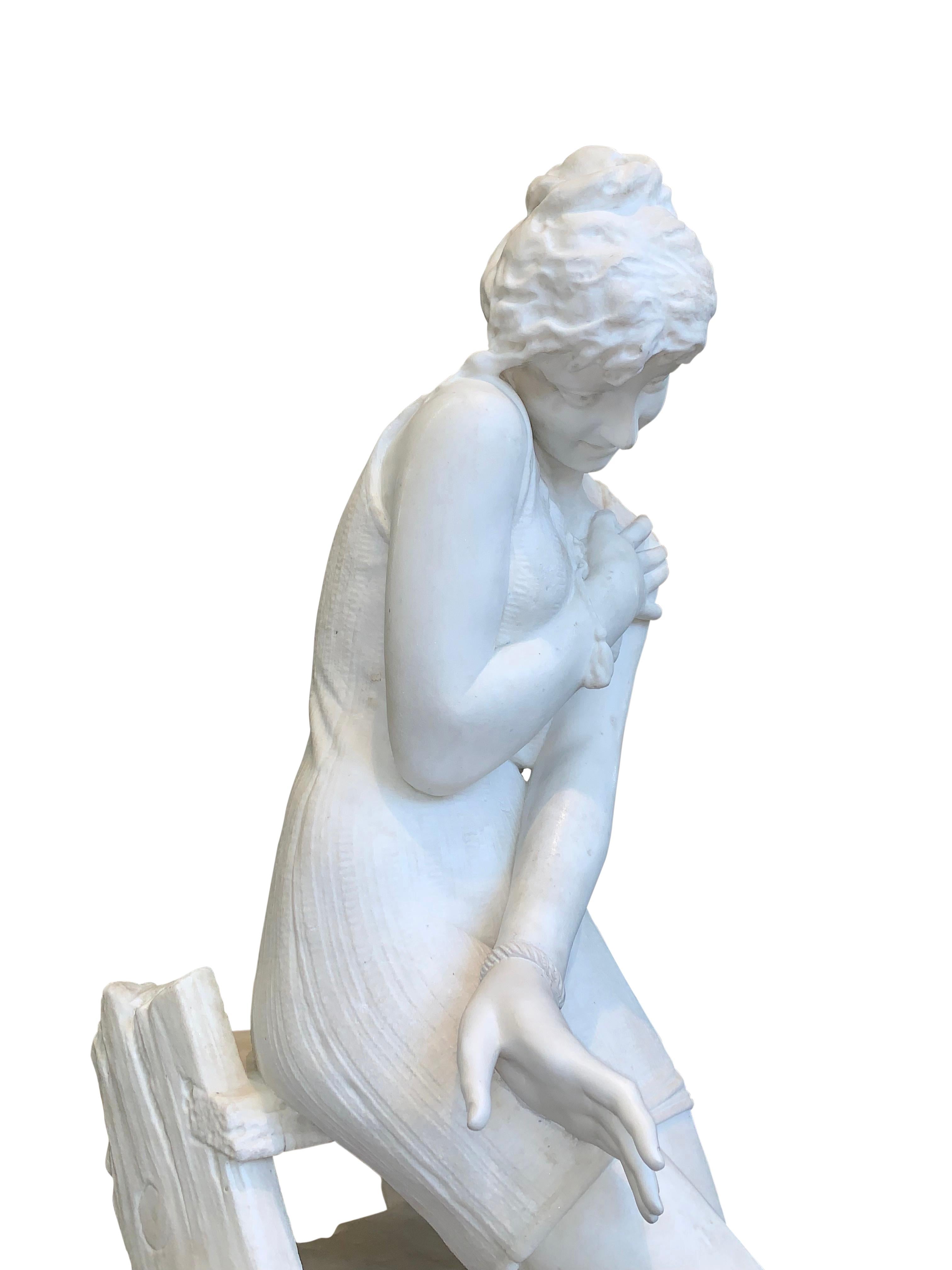 Marble Figure by Emilio Fiaschi, 'Testing The Waters' For Sale 2