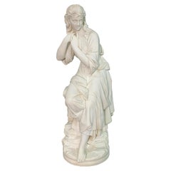 Marble Figure of a Lady Sitting on Rocks by Paolo Di Ferdinando Triscornia