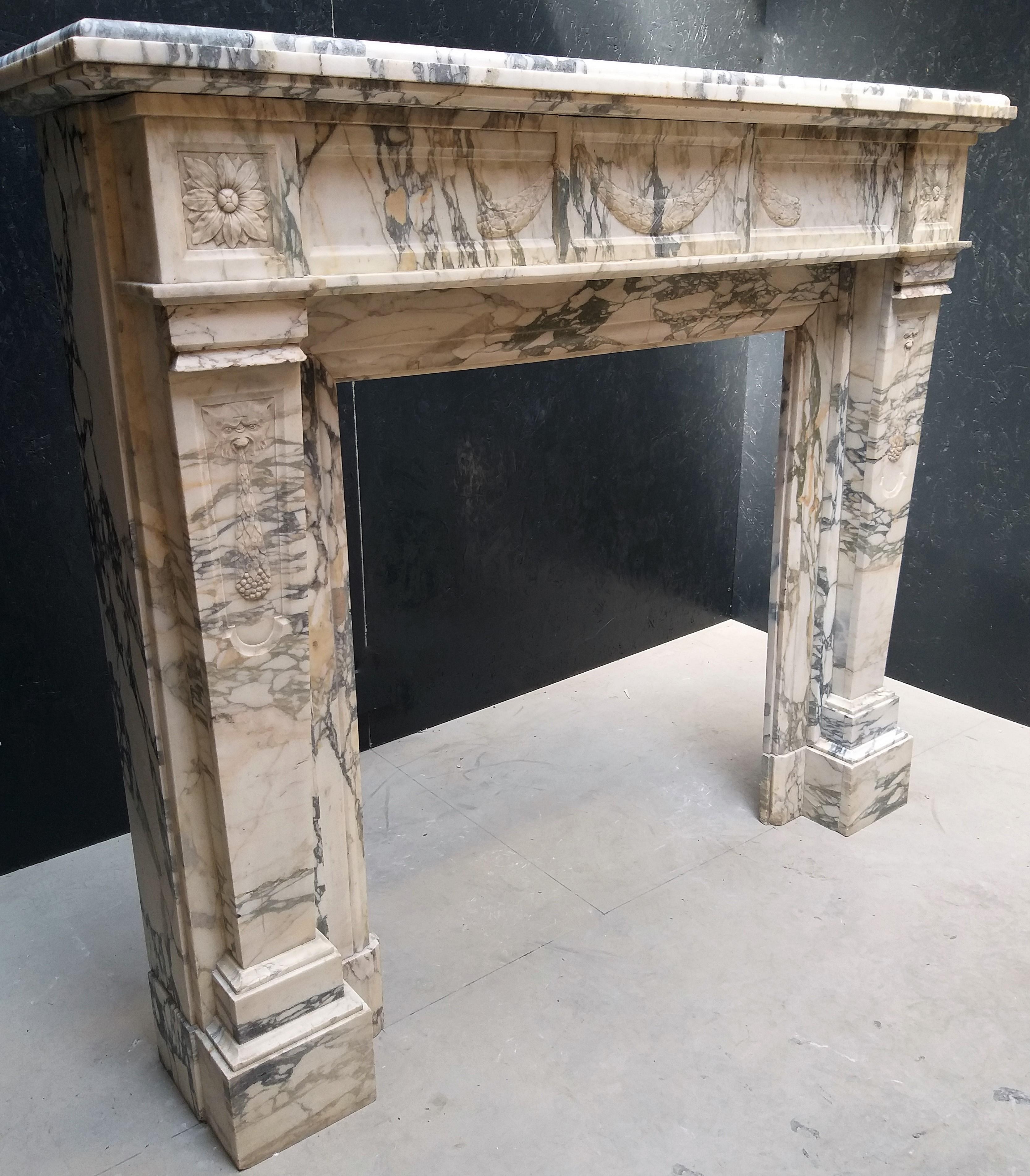 Other Marble Fireplace, Brècie Serravezza, Exceptional For Sale