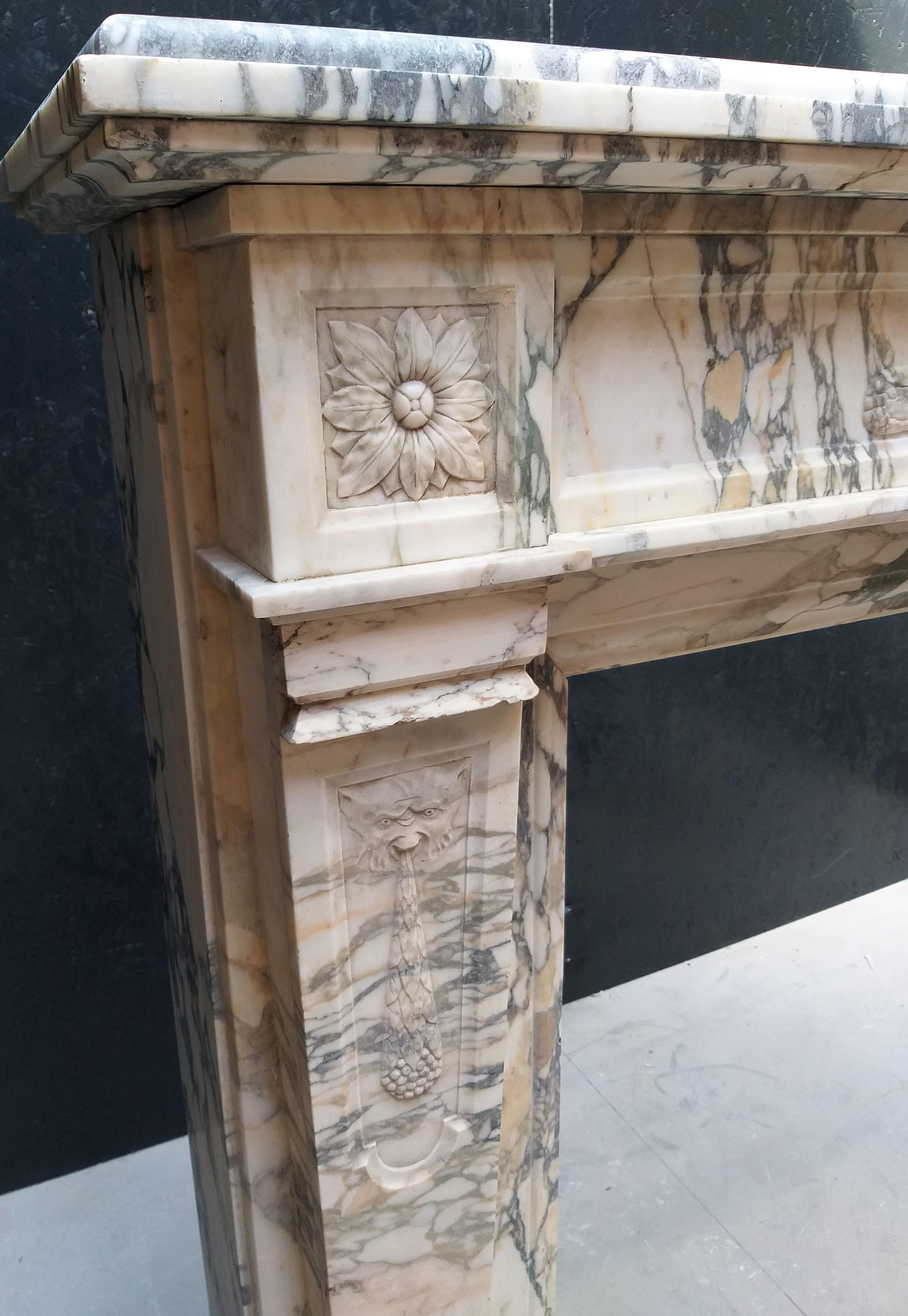 Late 19th Century Marble Fireplace, Brècie Serravezza, Exceptional For Sale