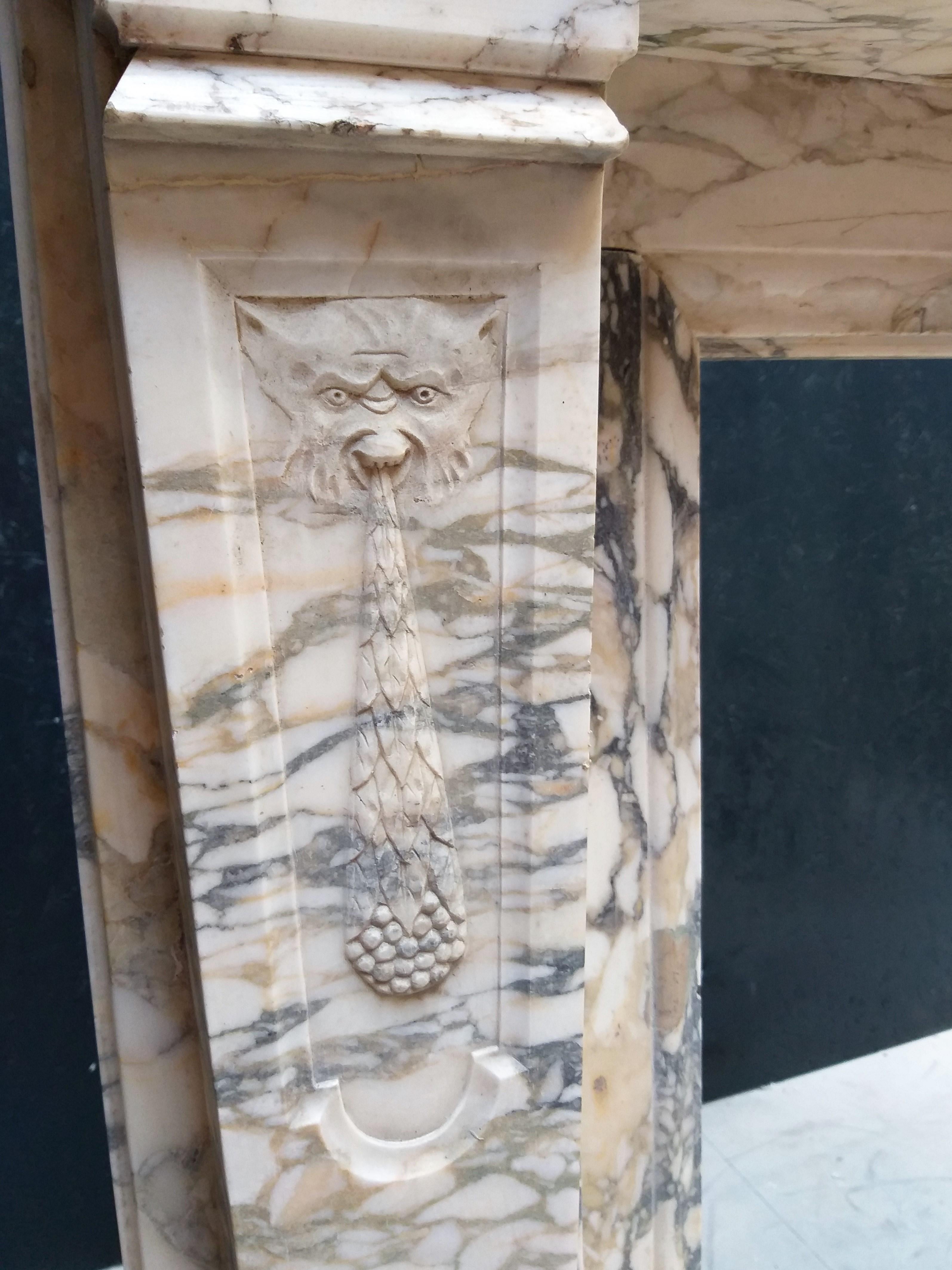 Marble Fireplace, Brècie Serravezza, Exceptional For Sale 2