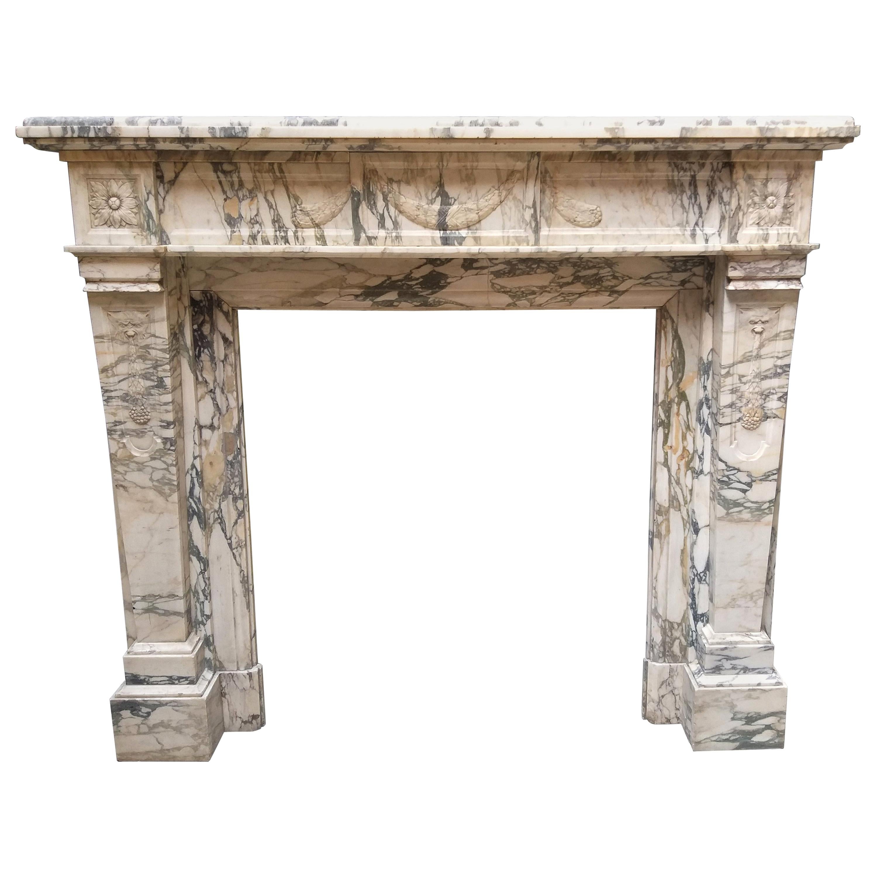 Marble Fireplace, Brècie Serravezza, Exceptional For Sale