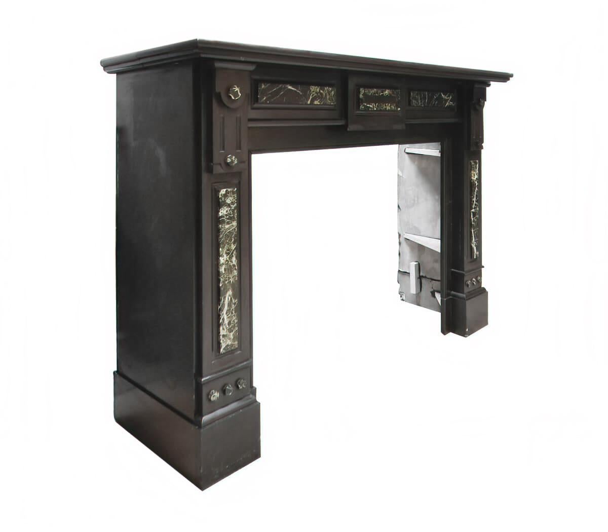 Black marble Noir de Mazy with gray/green imposed fireplace mantel from
the 19th Century to place around the chimney.