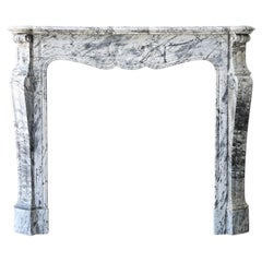 Cornice del camino in marmo blu “fleuri”, XIX secolo, stile Pompadour