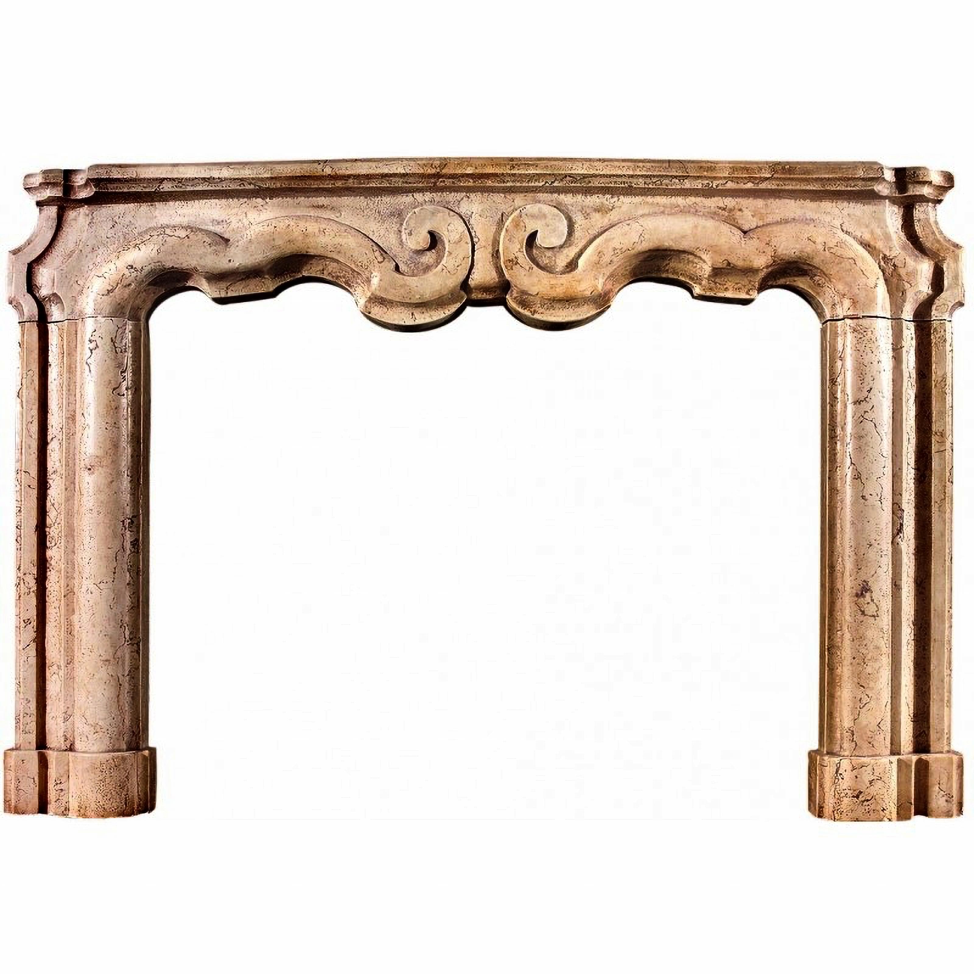 Hand-Crafted Marble Fireplace, Polished Frame French Frame in Royal Yellow 20th Century For Sale