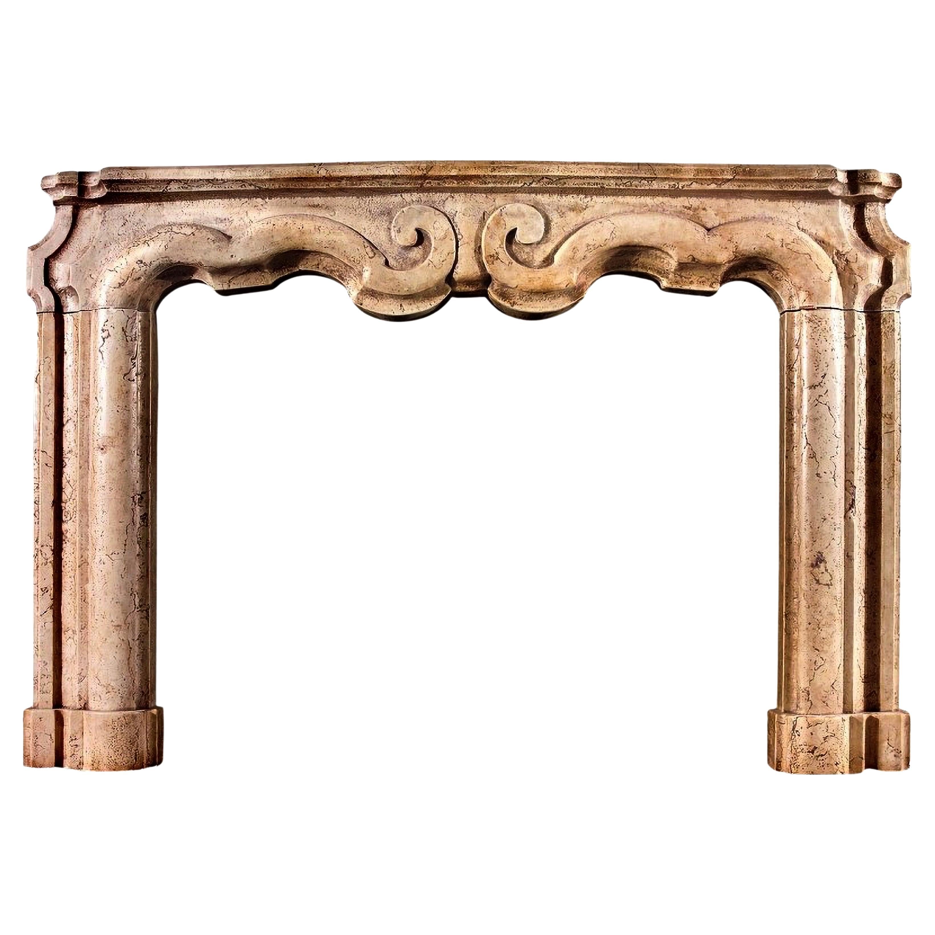 Marble Fireplace, Polished Frame French Frame in Royal Yellow 20th Century For Sale