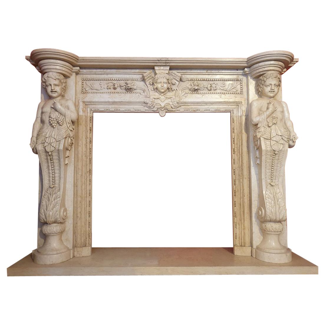 Marble Fireplace Portal in Style of Baroque