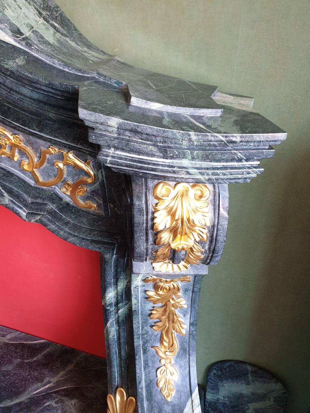Marble Fireplace Portal in the Style of Mature Baroque, Carved and Gilded For Sale 7