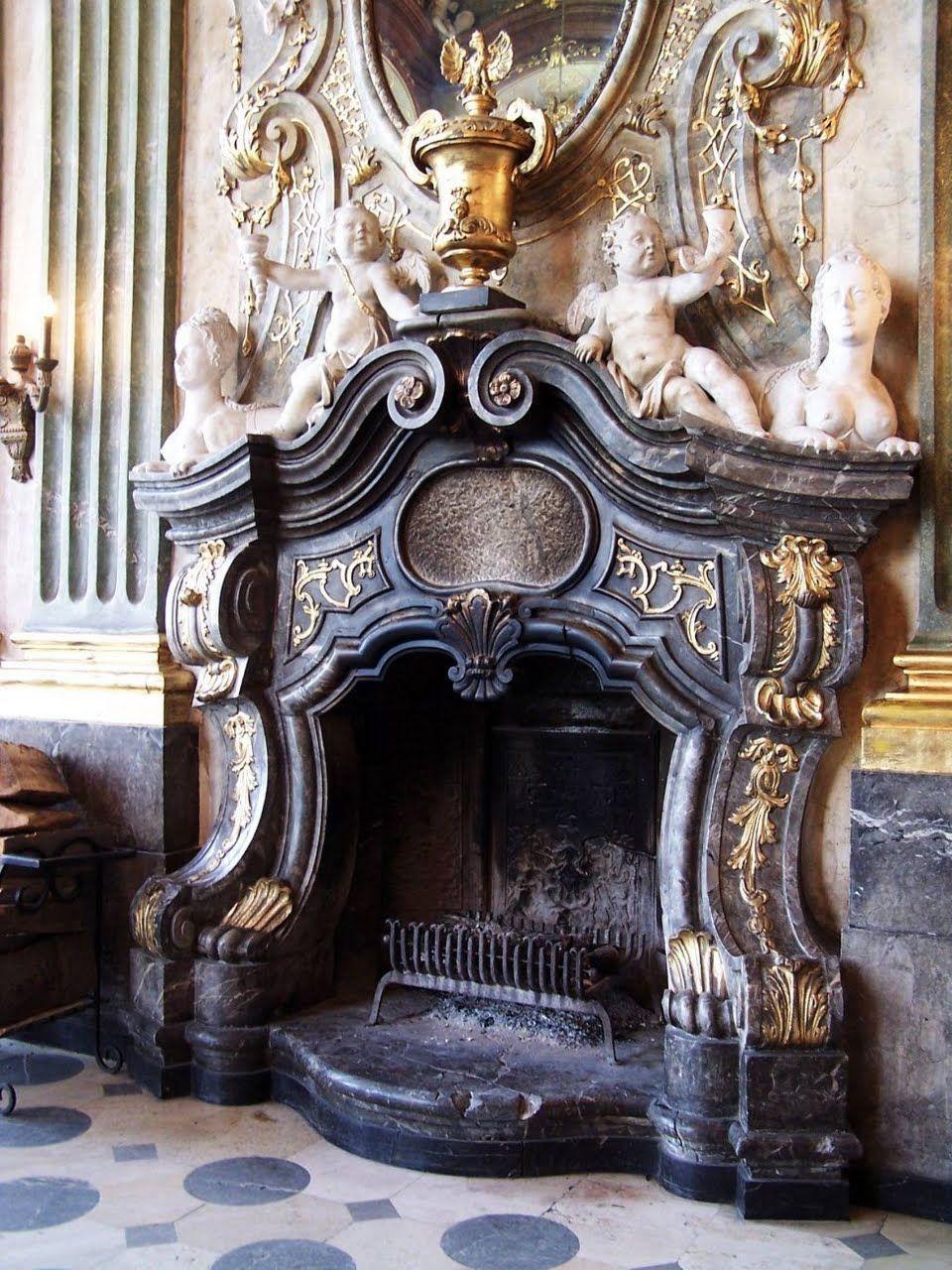 Marble Fireplace Portal in the Style of Mature Baroque, Carved and Gilded For Sale 11