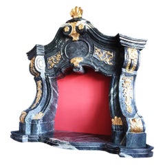 Marble Fireplace Portal in the Style of Mature Baroque, Carved and Gilded